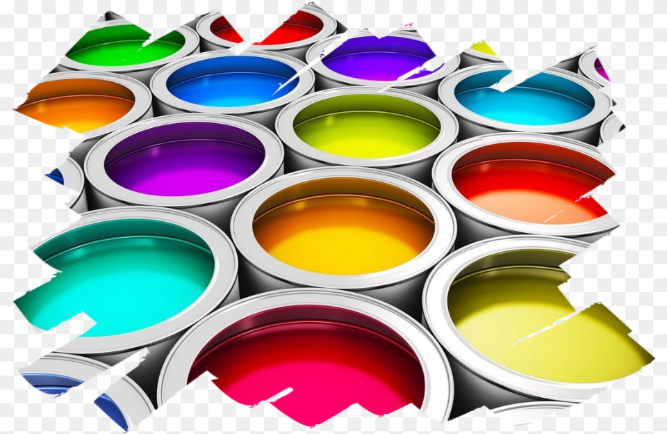 Paint Cans Of Rich Colors Candle Dyes, Paint Container, Tape, Plate, Art Free Png