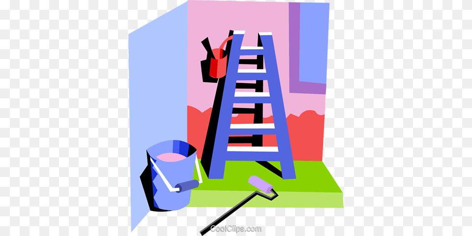 Paint Ladder With Bucket And Tools Royalty Vector Clip Art, Architecture, Building, House, Housing Free Png