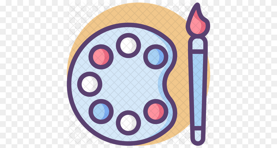 Paint Palette Icon Of Colored Outline Circle, Brush, Device, Tool, Pattern Png