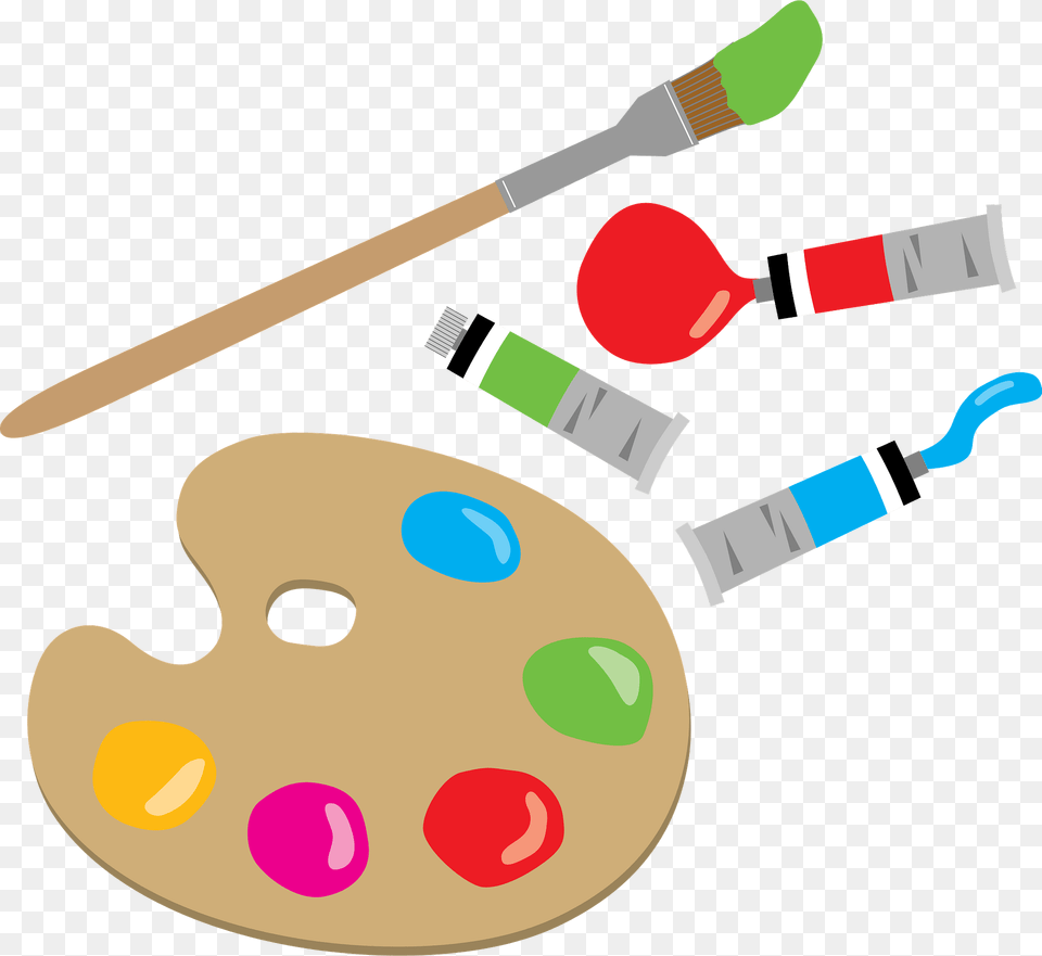 Paint Palette Paint Tubes And Brush Clipart, Device, Paint Container, Tool, Mortar Shell Free Png