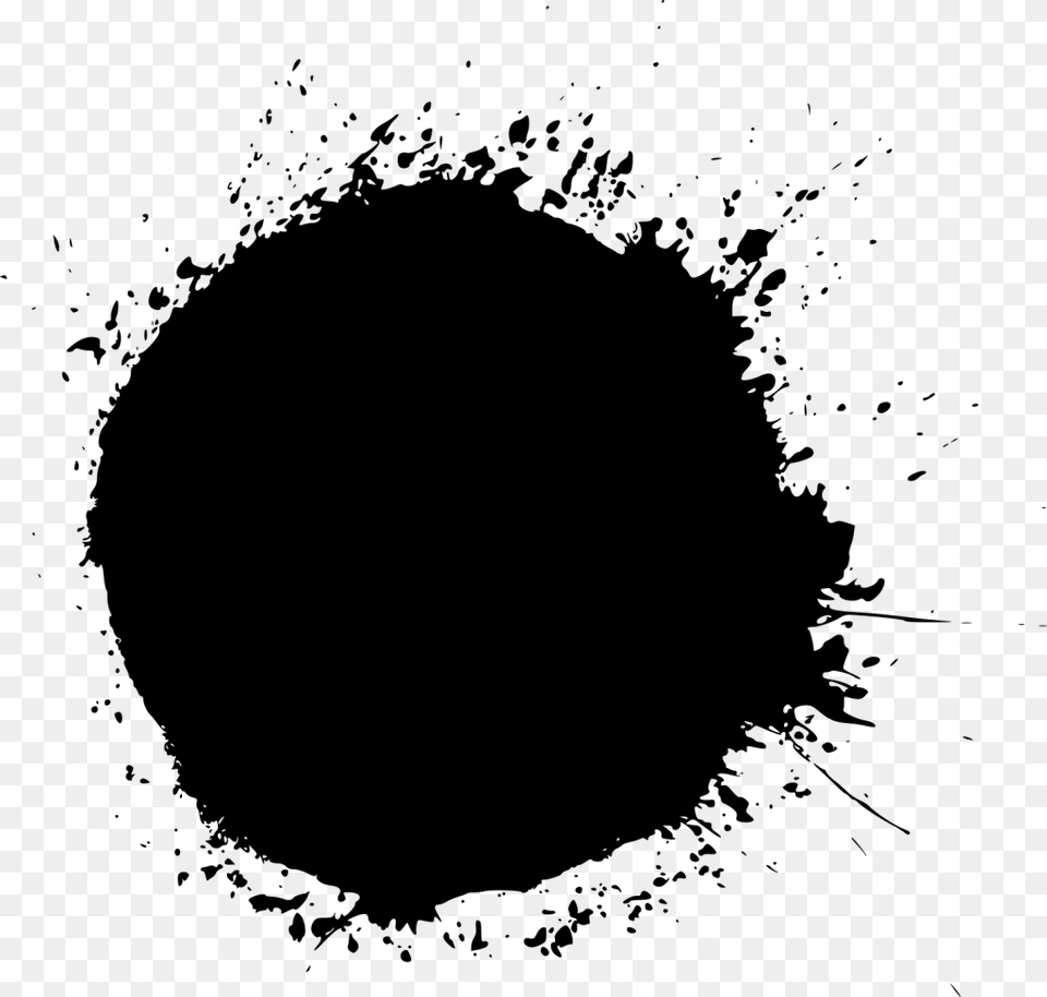 Paint Splash Circle, Gray Png