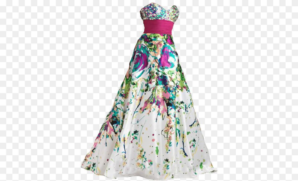 Paint Splatter Grad Dress, Clothing, Evening Dress, Fashion, Formal Wear Png Image