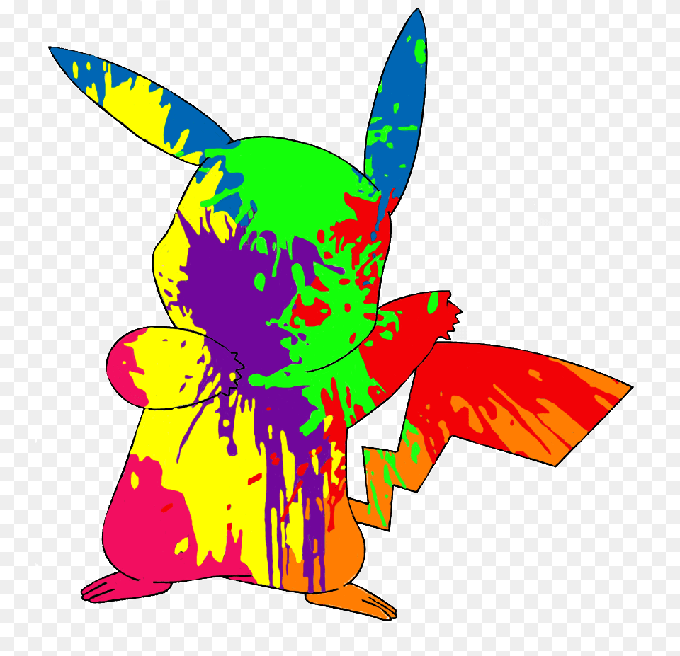 Paint Splatter Pikachu By Backapple Trippy Pikachu, Art, Baby, Person, Animal Free Png Download