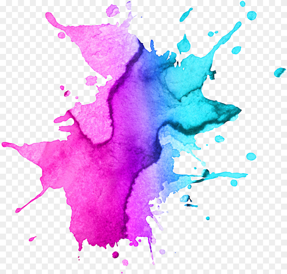 Paint Splatter Pink Blue Brightfreetoedit Pink And Blue Watercolor Splash, Purple, Stain, Person, Art Free Png