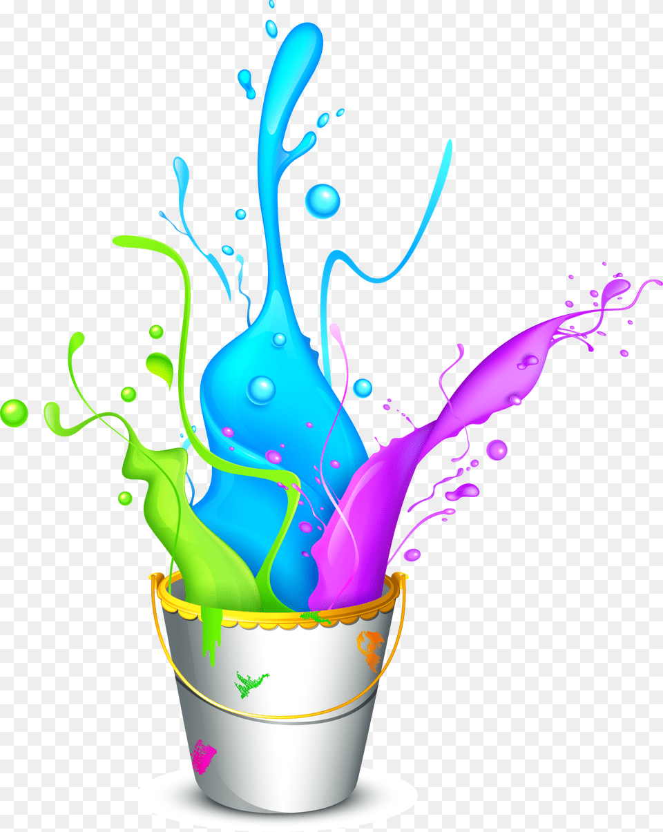 Paint Wallpaper Bucket Colorful Holi Frame Clipart Happy Holi, Art, Graphics, Droplet, Purple Free Transparent Png