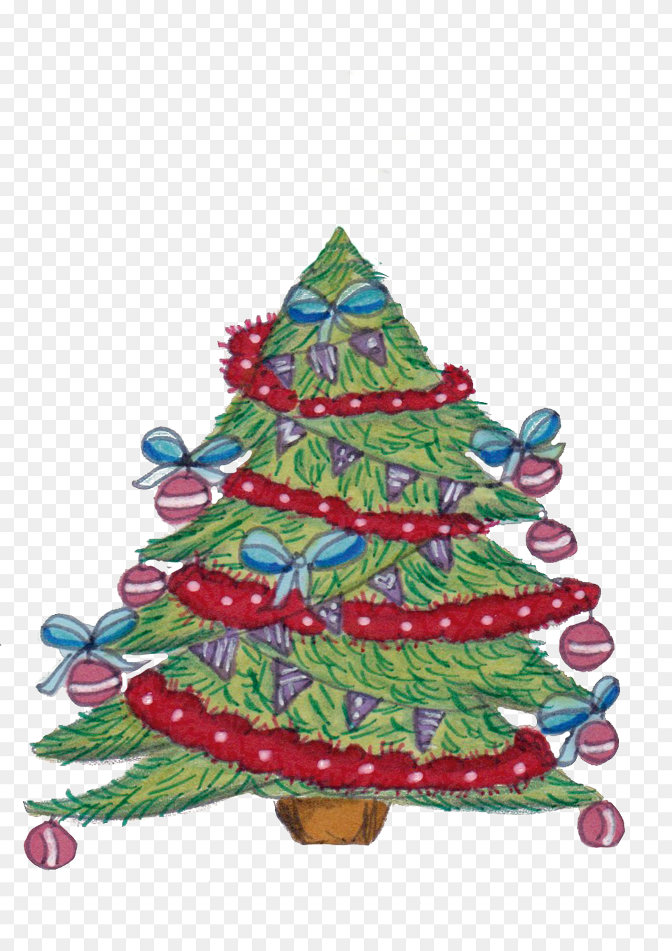 Painted Decorated Christmas Tree Transparent, Christmas Decorations, Festival, Plant, Christmas Tree Png Image