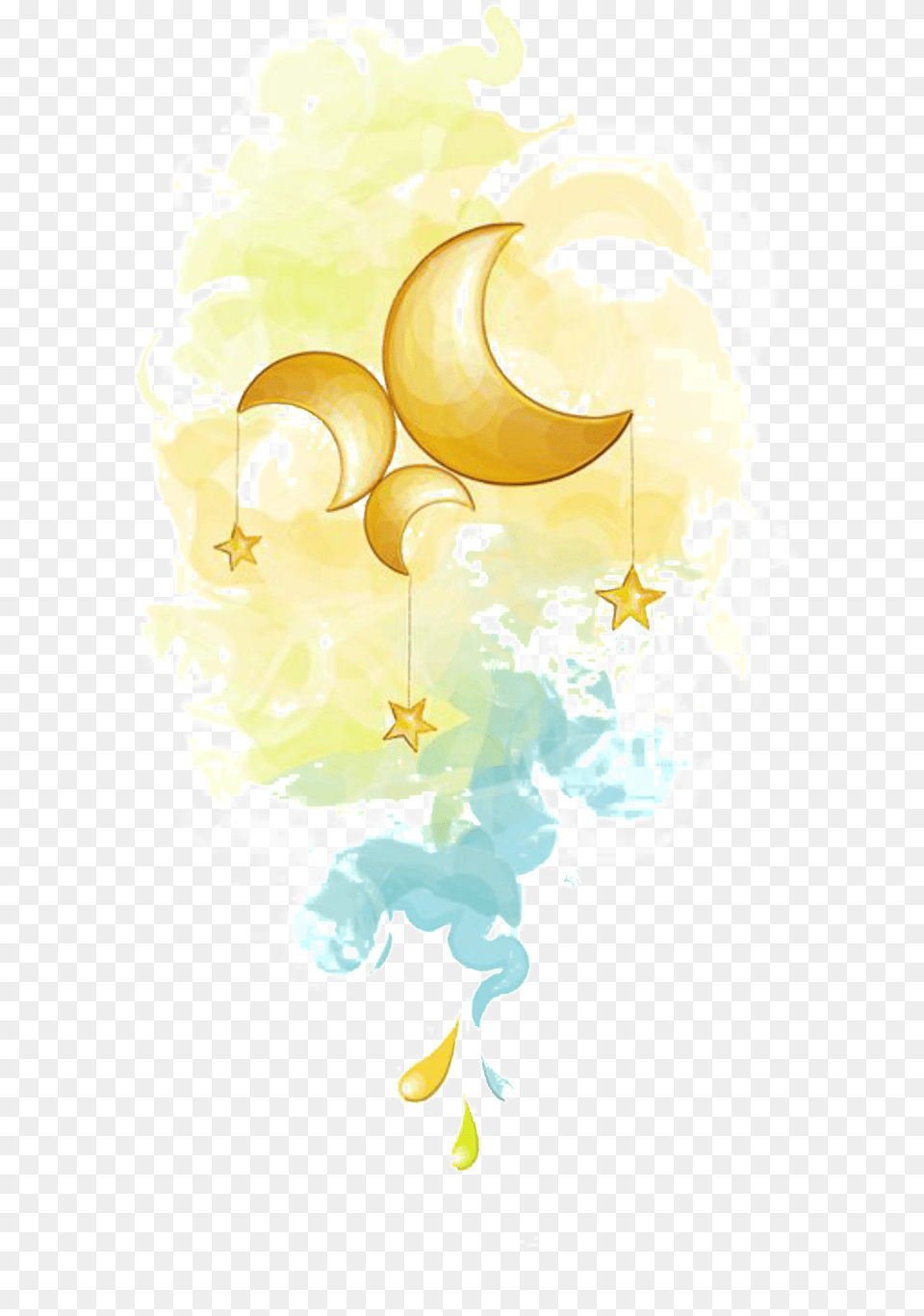 Painted Fairy Moon And Star Pattern Elements Illustration, Art, Adult, Bride, Female Png