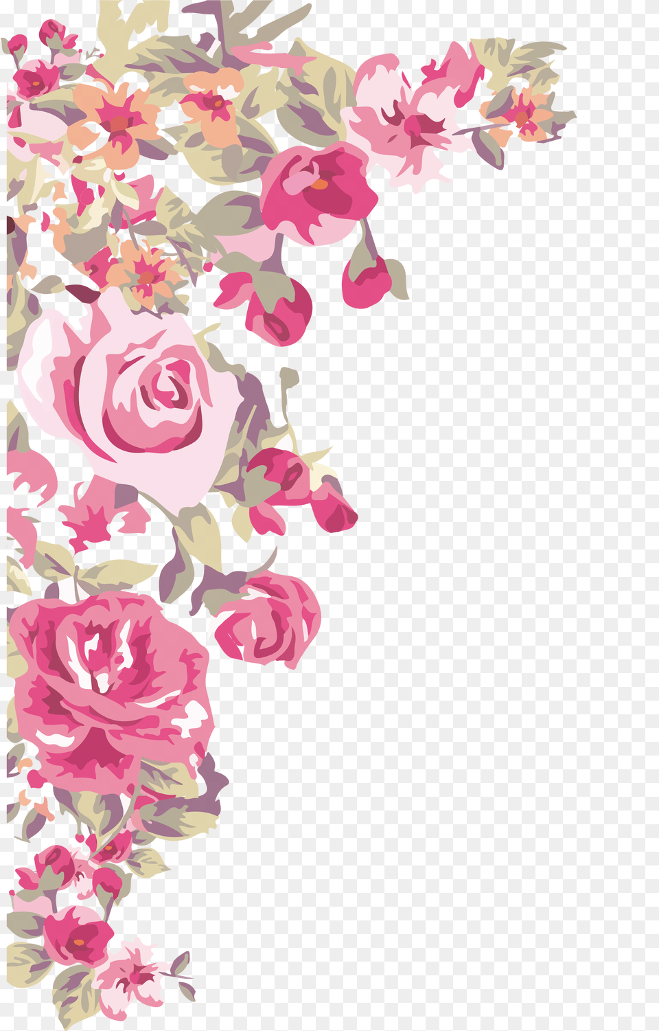Painted Flowers Corner Download Flower Corner Border Design, Art, Floral Design, Graphics, Pattern Png Image