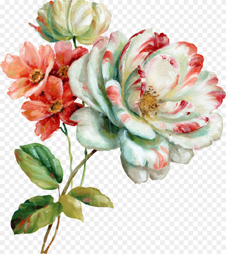Painted Flowers Picture Paint Flower With, Dahlia, Plant, Art, Petal Free Transparent Png
