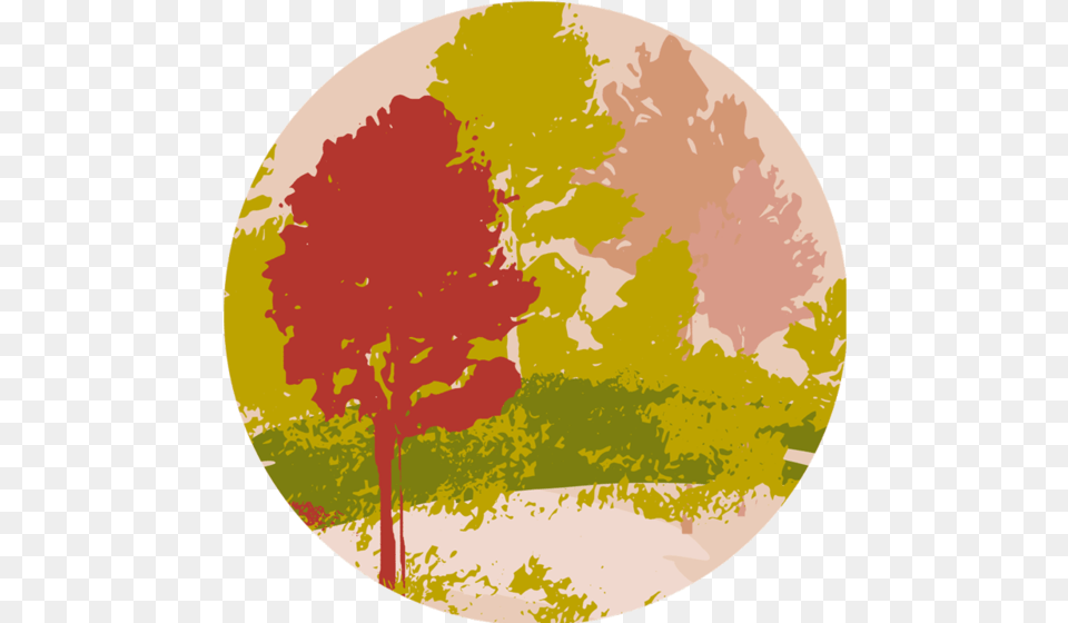Painted Horizon Round Picture Illustration, Art, Plant, Painting, Tree Png Image