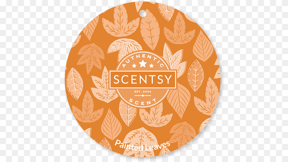 Painted Leaves Scent Circle Caramel Sugar Cone Scentsy, Badge, Leaf, Logo, Plant Png Image