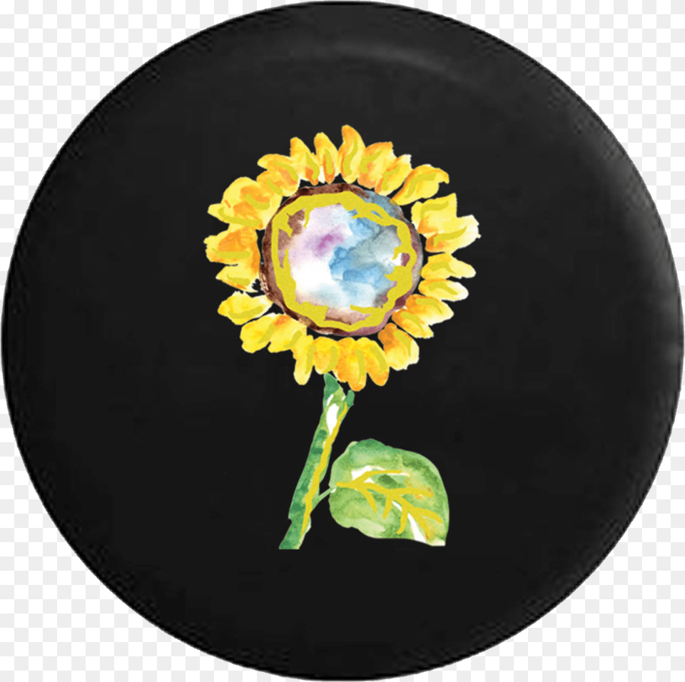 Painted Look Sunflower Yellow Natural Jeep Camper Spare Gear, Pottery, Flower, Plant, Art Free Transparent Png