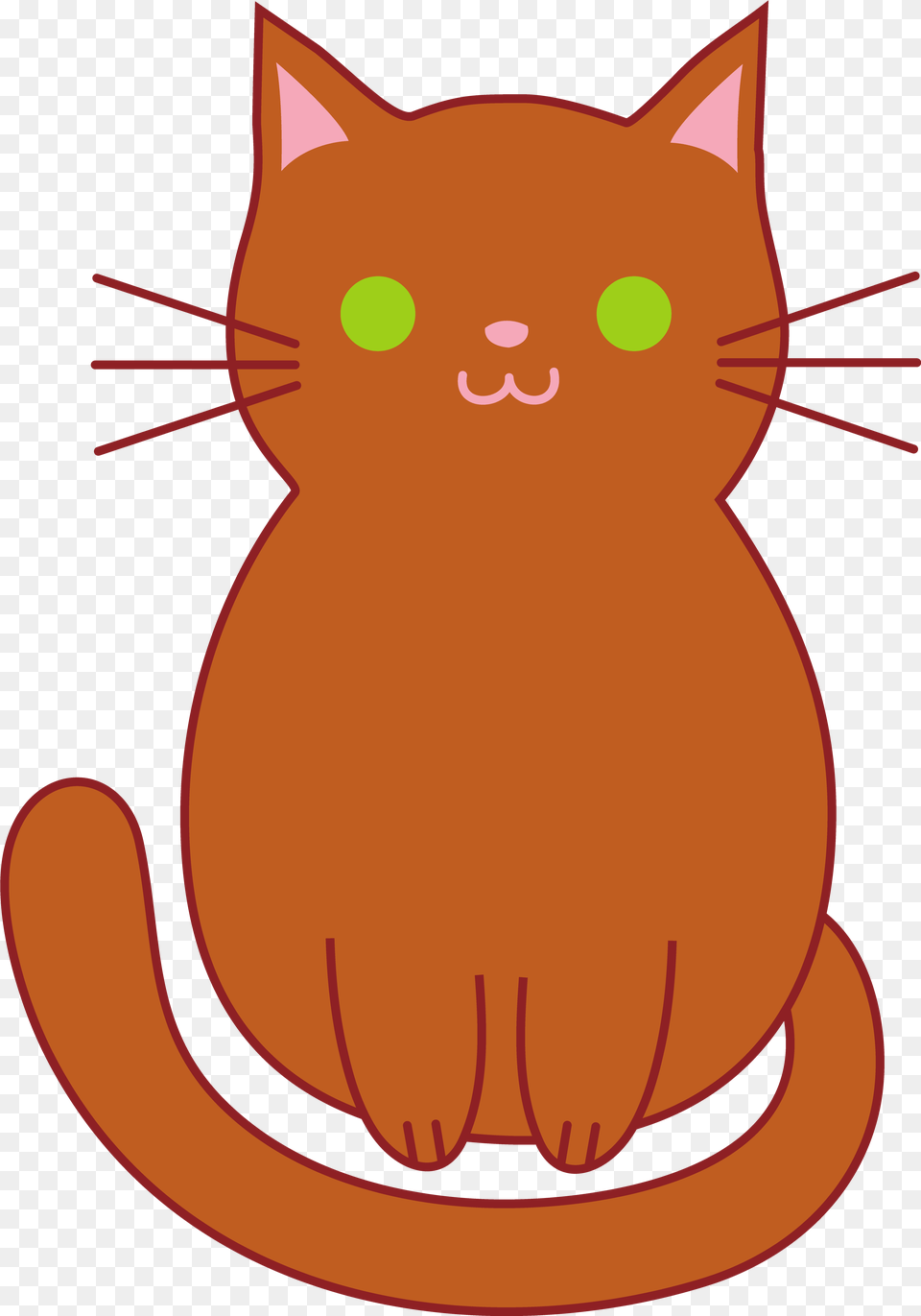 Painted Orange Cat With Green Eyes Cute Cartoon Clipart Cat, Animal, Mammal, Pet Free Png