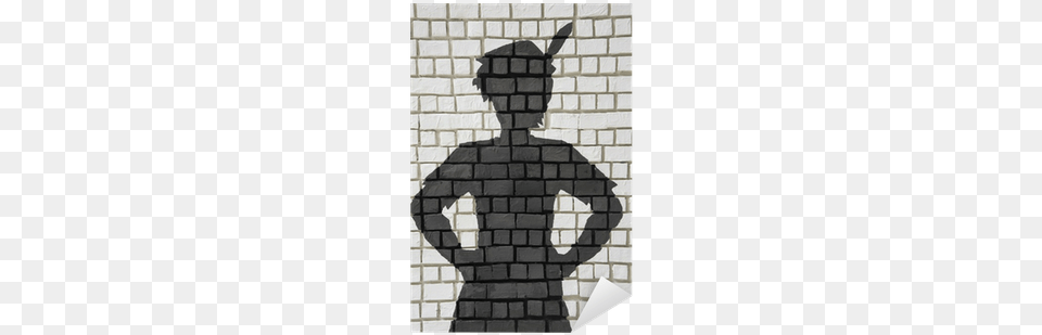 Painted Silhouette Peter Pan On Wall Sticker Pixers Stock Photography, Brick, Cobblestone, Path, Road Free Png Download