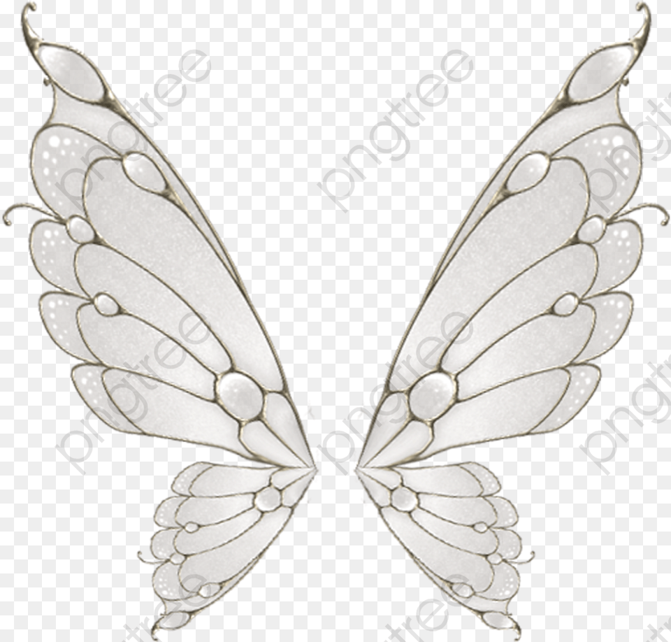 Painted White Butterfly Wings White Fairy Wings, Accessories, Earring, Jewelry, Brooch Png Image