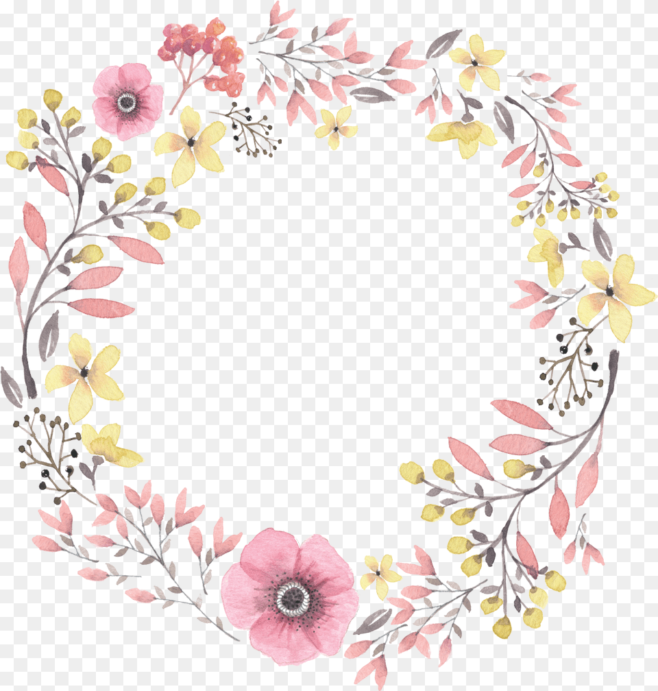 Painted Wreath Hand Watercolor Wreaths Watercolor Wreath Flower, Art, Floral Design, Graphics, Pattern Png
