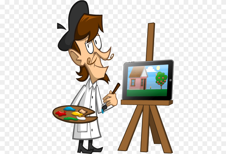 Painter Cartoon Background, Photography, Adult, Person, Female Free Png Download