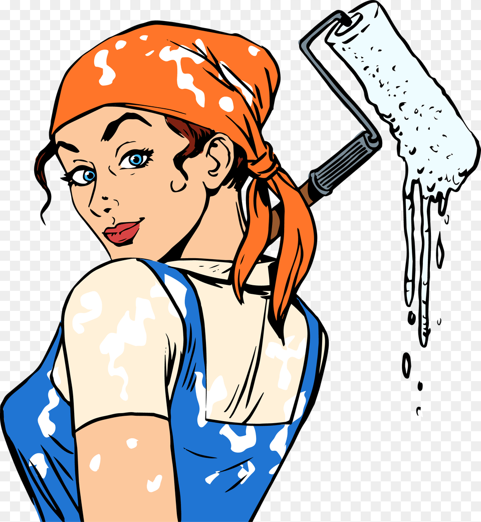 Painter Clipart Female Painter Huge Freebie Download Woman Painting House Cartoon, Adult, Person, Head, Face Png