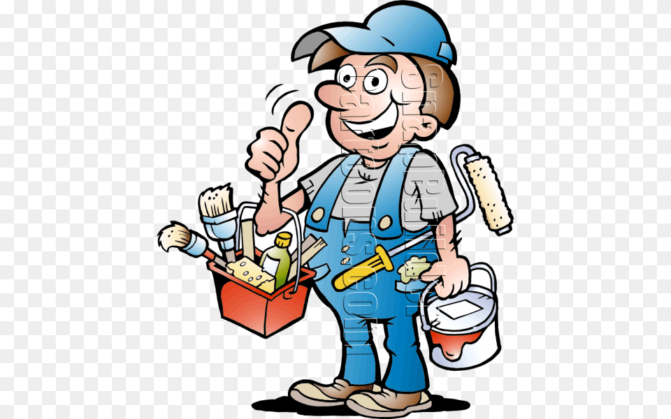 Painter Handyman With Painting Supplies, Baby, Cleaning, Person, Face Free Png