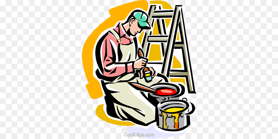 Painter Mixing Paint Royalty Vector Clip Art Illustration Budowlane, Adult, Male, Man, Person Png