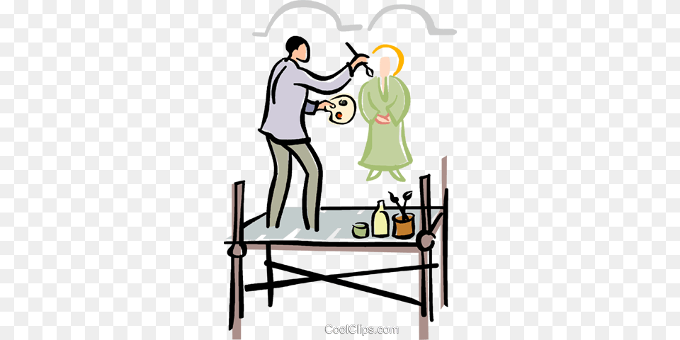 Painter Painting A Mural Royalty Vector Clip Art Illustration, Person, Cleaning, Face, Head Free Transparent Png