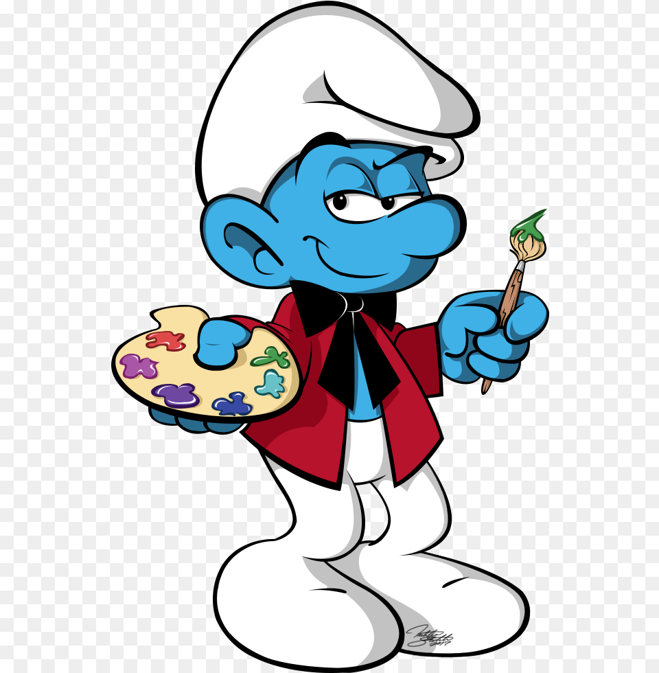 Painter Profile Painter Smurf Clipart, Cartoon, Baby, Person, Food Free Png