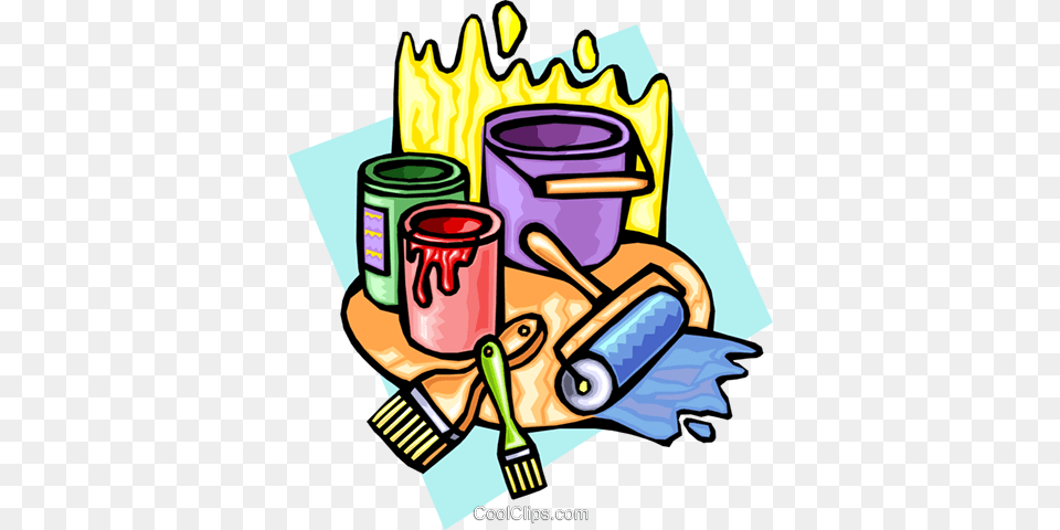 Painter Supplies Royalty Vector Clip Art Illustration, Brush, Device, Tool, Paint Container Free Png Download