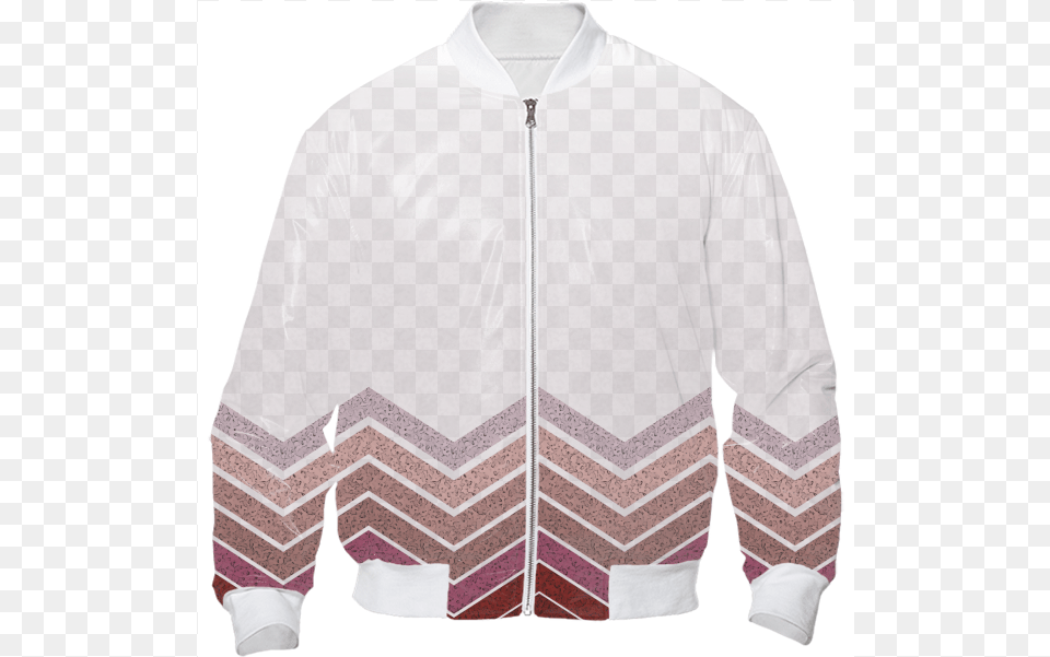 Painterly Red And Pink Chevron Zig Zag Boarder Jacket Sweater, Clothing, Coat, Long Sleeve, Sleeve Png Image