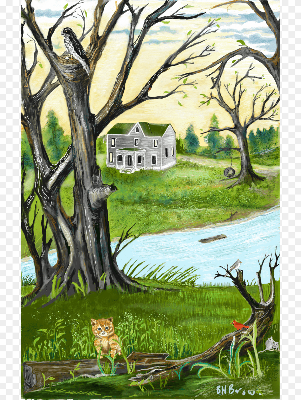 Painting, Plant, Housing, House, Cottage Free Png