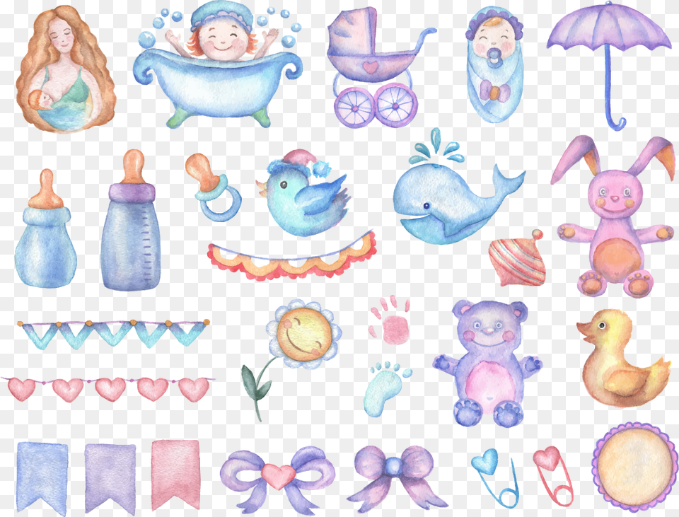 Painting Baby Shower Drawing Infant Cartoon Painted Clipart Watercolor Baby, Person, Animal, Mammal, Wildlife Free Png
