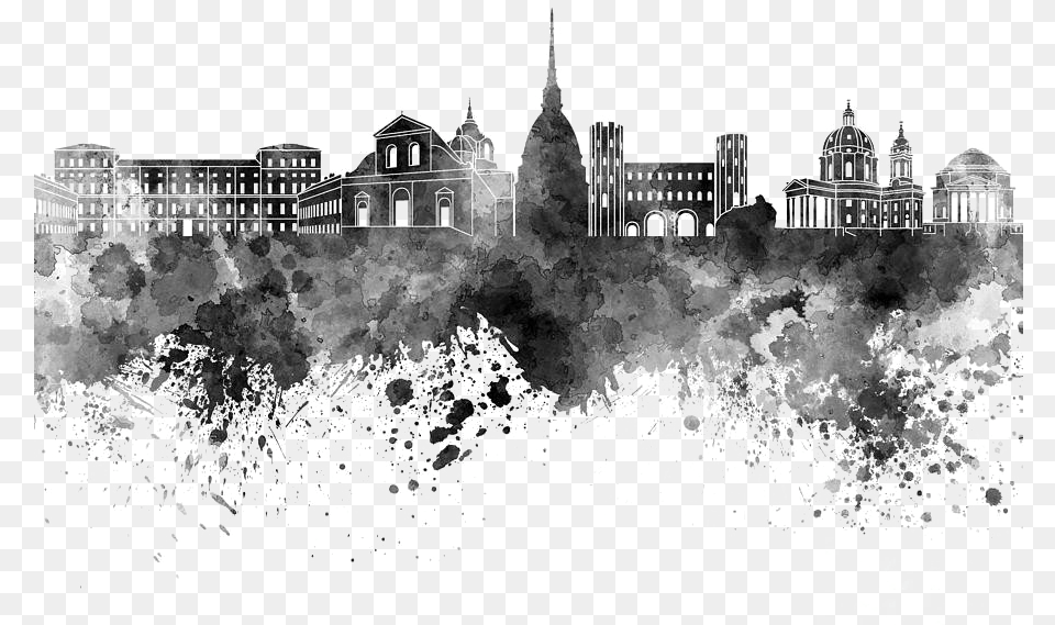 Painting Image Transparent Watercolor Cityscape Black And White, Architecture, Building, City, Metropolis Png