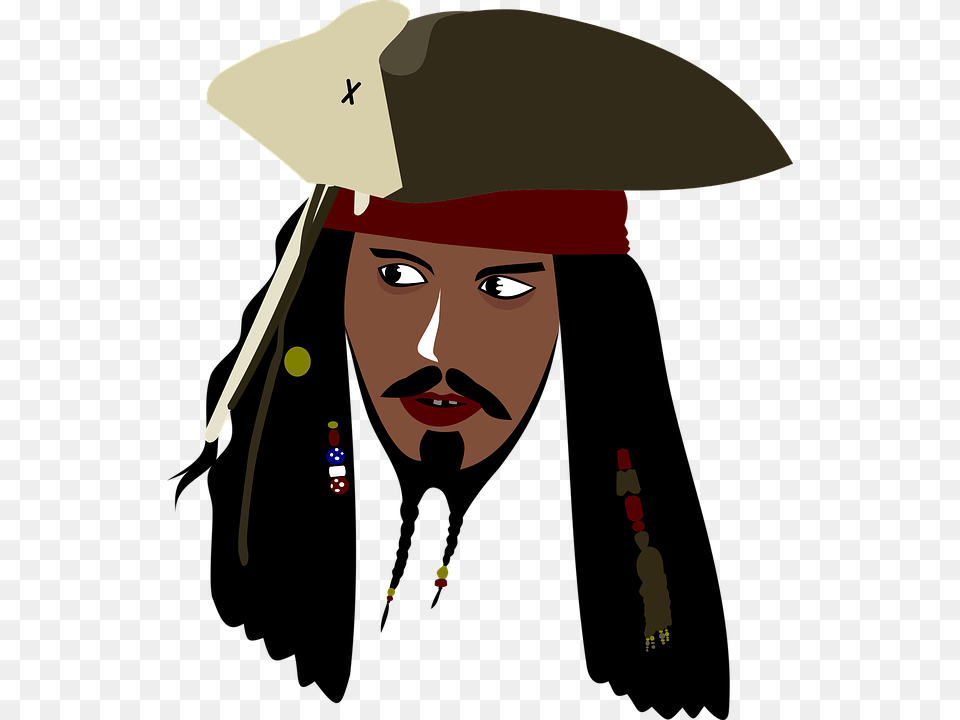 Painting Of Captain Jack Sparrows Face Hair And Hat Captain Jack Sparrow Clipart, Person, People, Head, Officer Free Transparent Png