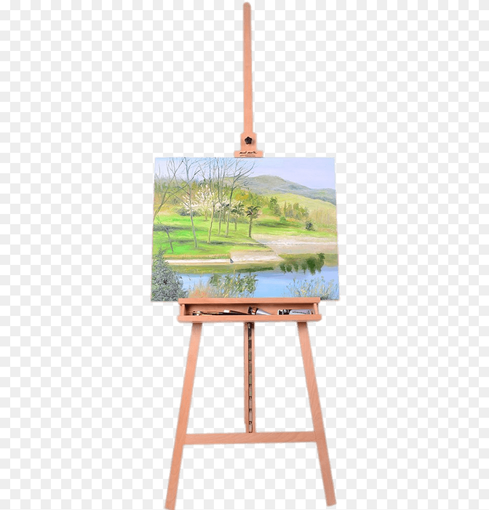 Painting On Easel Easel With Painting, Canvas, Chair, Furniture, Art Free Transparent Png