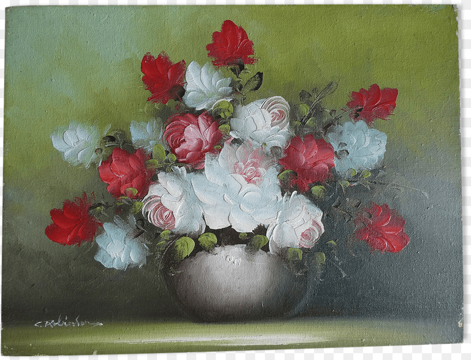 Painting Signed Oil On Canvas Nature Dead Flowers Garden Roses, Art, Plant, Pattern, Graphics Png Image