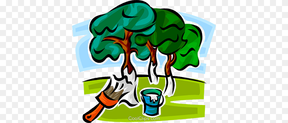 Painting Trees To Avoid Insect Damage Royalty Vector Clip Art, Outdoors, Nature, Person Png Image