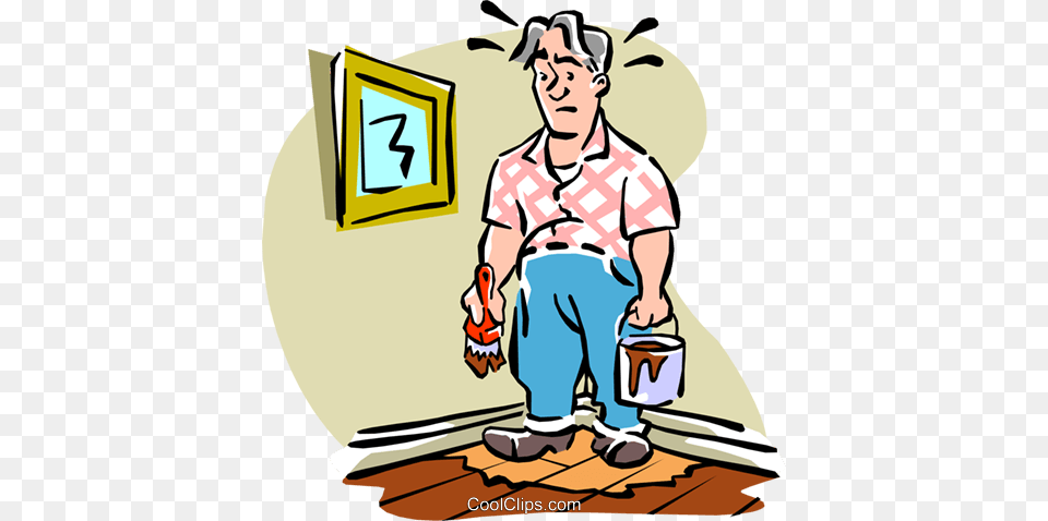 Painting Yourself Into A Corner Royalty Vector Clip Art, Cleaning, Person, Adult, Male Png Image