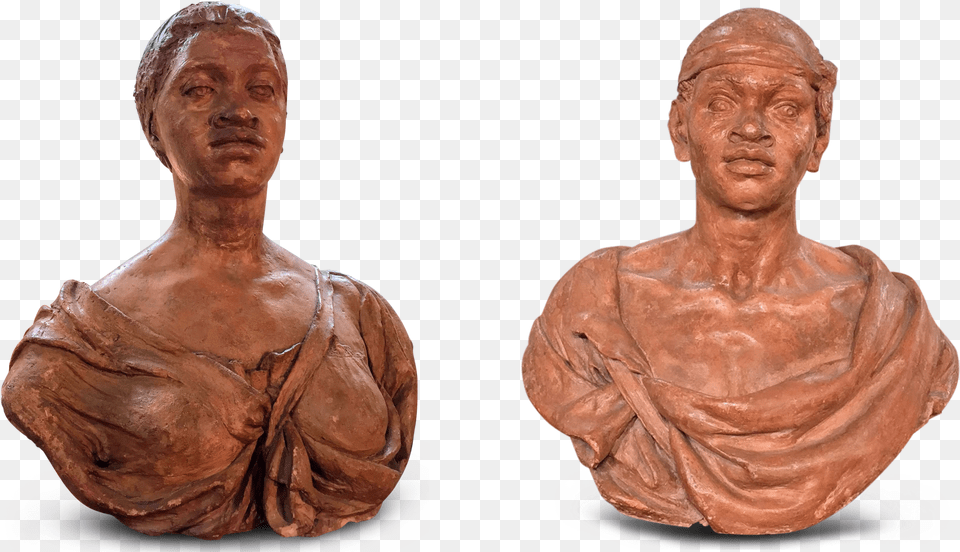 Pair 19th Century Terracotta Sculptures Bust, Adult, Person, Man, Male Png