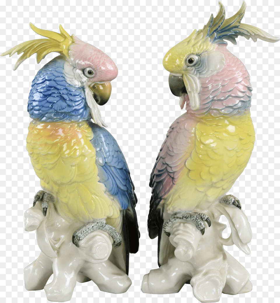 Pair Karl Ens Vintage Porcelain Cockatoos 1919 1945 Karl Ens Birds Free Png