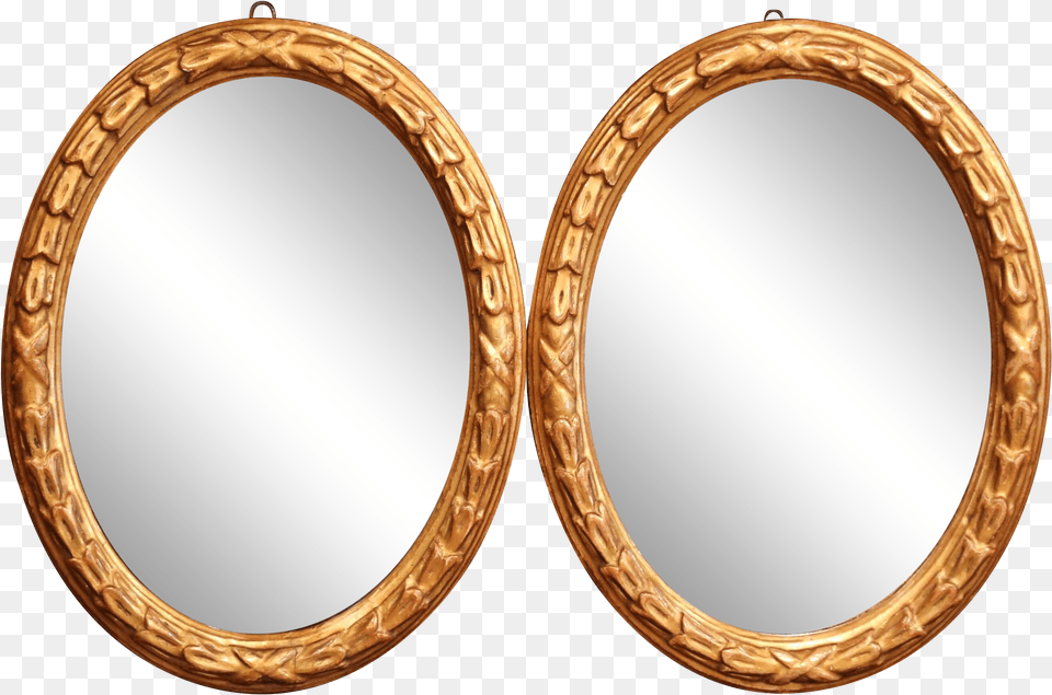 Pair Of 19th Century French Louis Xvi Carved Giltwood Bangle, Photography, Oval, Gold, Mirror Png Image