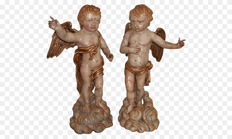 Pair Of Baroque Angels Northern Italy First Half Of Century, Bronze, Baby, Person, Art Png Image