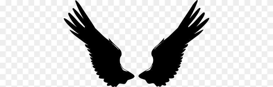 Pair Of Black Wings Upwards, Silhouette, Animal, Bird, Blackbird Png