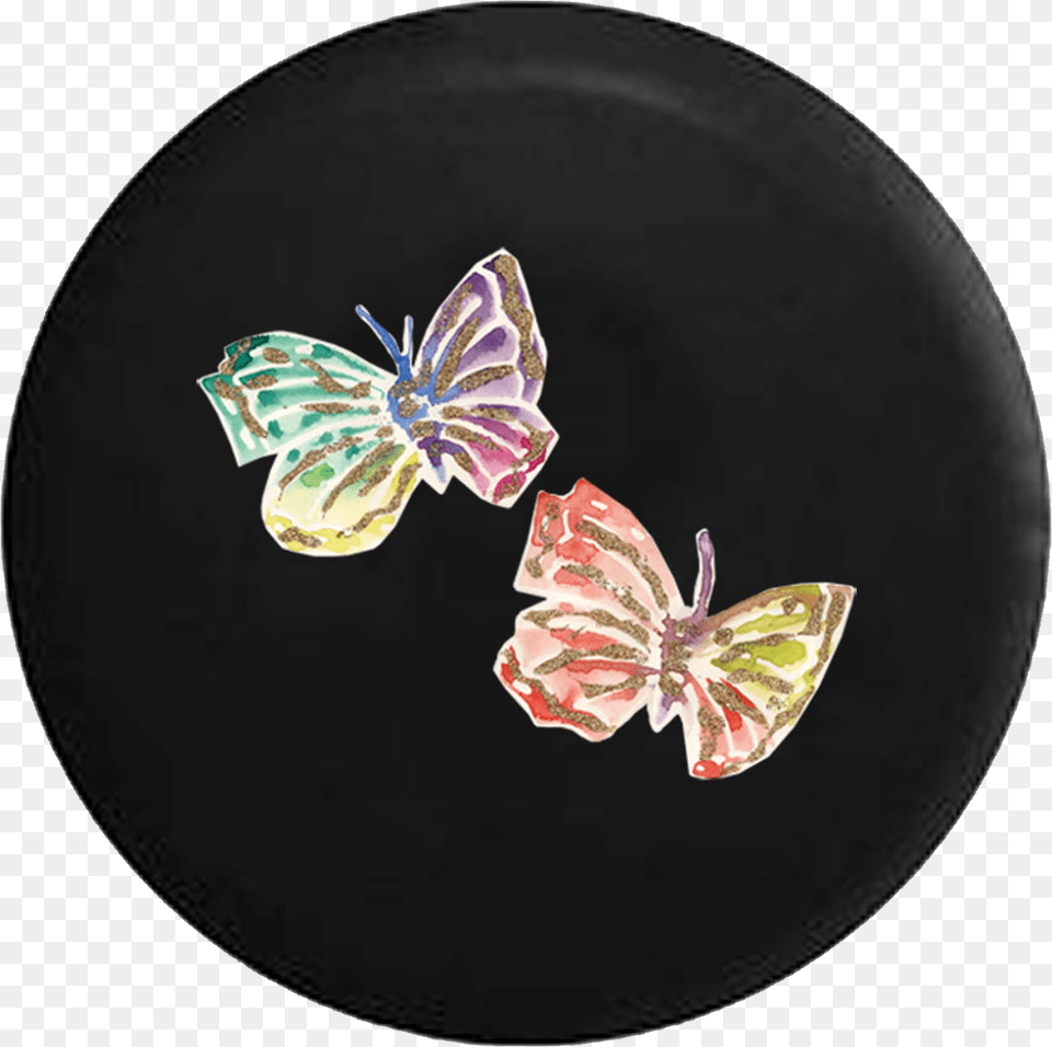 Pair Of Butterflies Watercolor Painted Glitter Look Lycaenid, Pottery, Porcelain, Plate, Meal Free Png