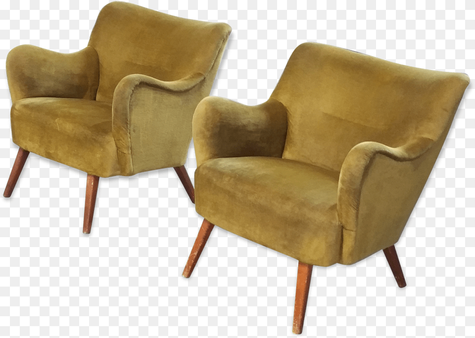 Pair Of Chairs 50s 60s Design Original Italian Goldquot Club Chair, Furniture, Armchair Free Png