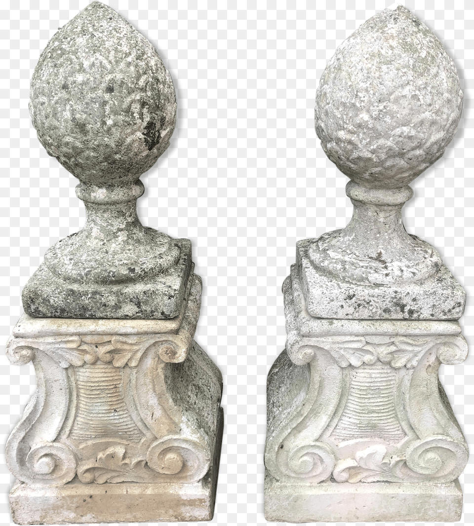 Pair Of Column Pillar Tops 20th Century Old Gate In Bronze Sculpture, Archaeology, Gravestone, Tomb Free Transparent Png