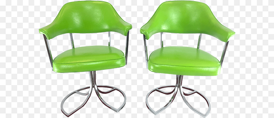 Pair Of Lime Green Vintage Swivel Chairs Office Chair, Furniture Png