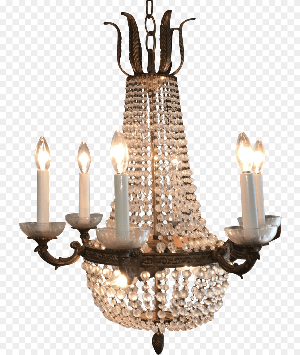 Pair Of Louis Xvi Style French Crystal And Bronze Chandeliers Chandelier, Lamp, Candle Png Image