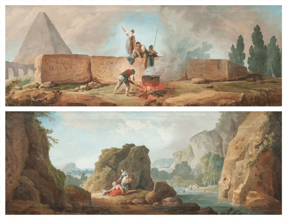 Pair Of Paintings By Hubert Robert Painting, Art, Person, Outdoors Free Png Download