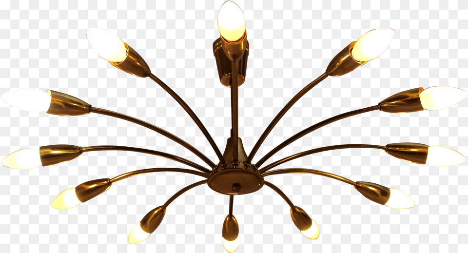 Pair Of Stilnovo Style Twelve Arm Chandeliers Clipart Ceiling, Chandelier, Lamp Free Png Download