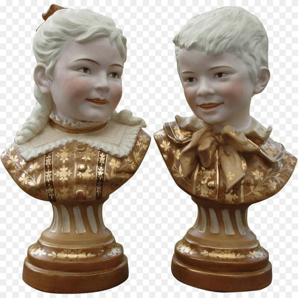 Pair Of Victorian Busts, Figurine, Baby, Person, Face Free Transparent Png