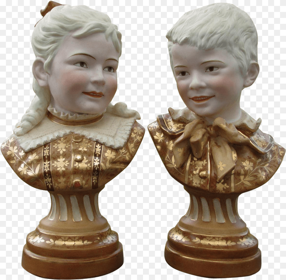 Pair Of Victorian Busts Bust, Figurine, Face, Head, Person Free Png